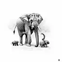elephant family 5 elephants tattoo design idea