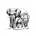 elephant family 5 elephants tattoo design idea