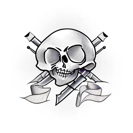 mini skelleton with arrow trough hart tattoo design idea