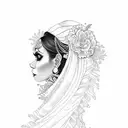mexican wedding, Bride & Groom ferns tattoo design idea