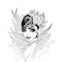 mexican wedding, Bride & Groom ferns tattoo design idea