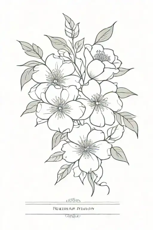 February, March, August, December birth flower bouquet tattoo design idea
