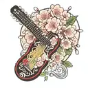 japanese koto instrument cherry blossoms tattoo design idea