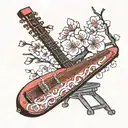 japanese koto instrument cherry blossoms tattoo design idea