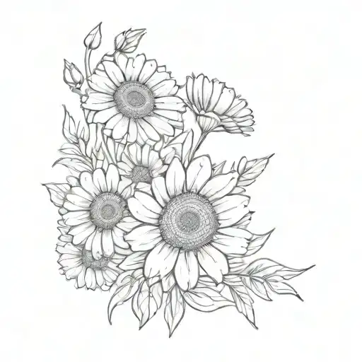 lavender and gerbera daisies tattoo design idea