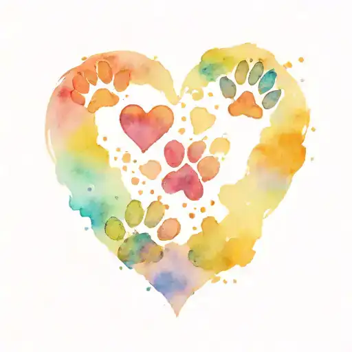 heart / paw prints tattoo design idea