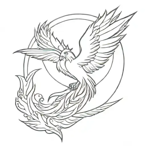 feminine phoenix rising from open book   tattoo design idea