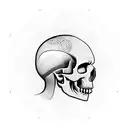 mammooth head skull with viking direction circle  tattoo design idea
