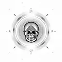 mammooth head skull with viking direction circle  tattoo design idea