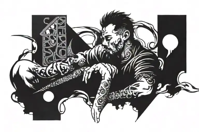 man reeding tattoo design idea