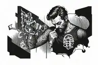 man reeding tattoo design idea