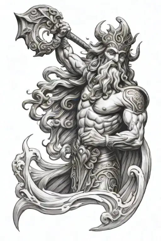 poseidon god tattoo design idea