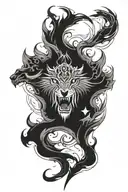 turkic mithology and shadow wolf tattoo design idea