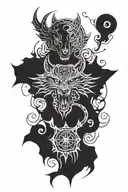 turkic mithology and shadow wolf tattoo design idea