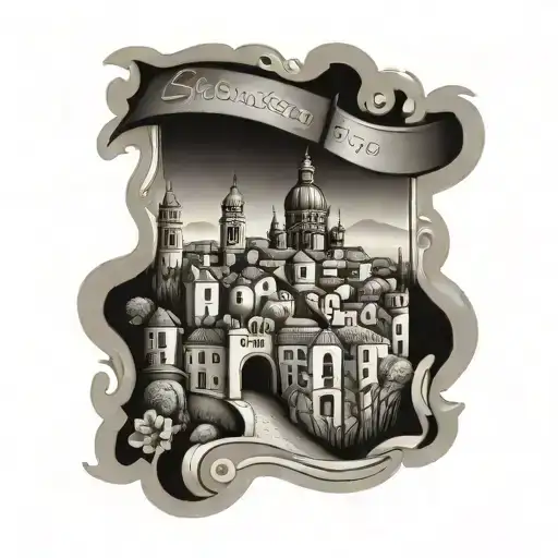 Spanish town tattoo design idea