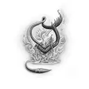 Alexandria library on fire tattoo design idea