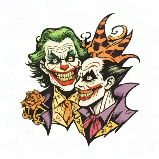 monster joker and nice joker tattoo design idea