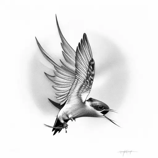 Swallow Bird, sunrise tattoo design idea