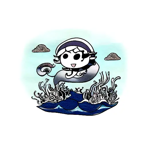 kraken win ocean tattoo design idea