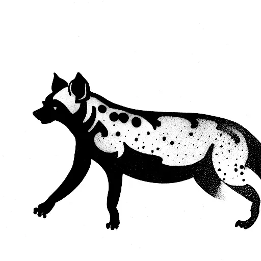 full body Hyena floating  tattoo design idea
