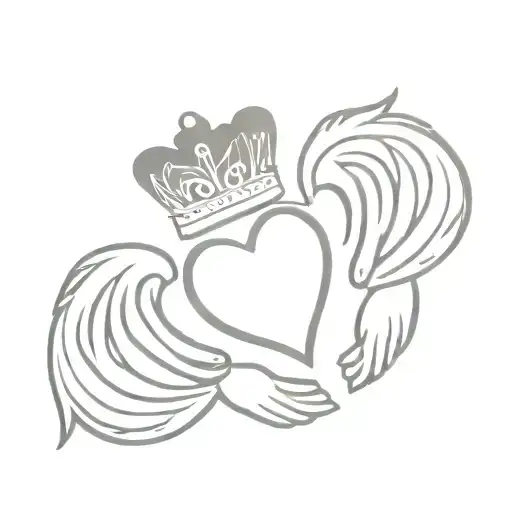 Irish claddagh with angel wings tattoo design idea