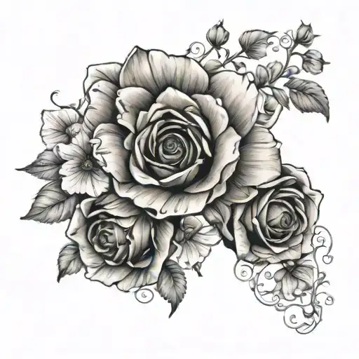 Cuffs and flowers tattoo design idea