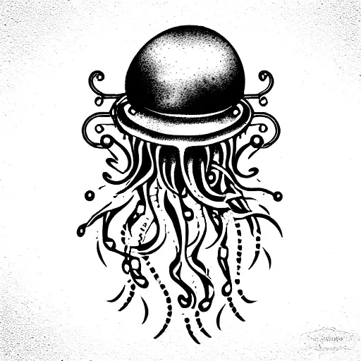 steampunk jellyfish  tattoo design idea