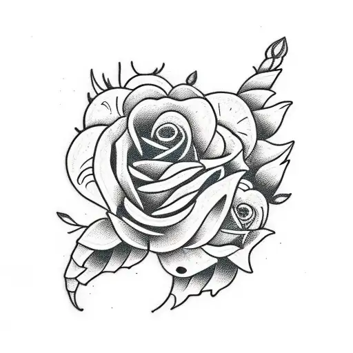 skate, flores, caveira, cogumelo tattoo design idea