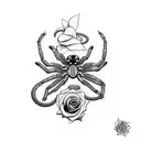 Spider with roses and a snake tattoo design idea