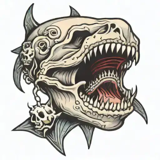 shark skull tattoo design idea