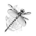 dragonfly flowers tattoo design idea