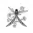 dragonfly with flowers tattoo design idea