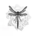 dragonfly with flowers tattoo design idea