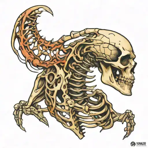 upper torso skeleton shooting Draco tattoo design idea