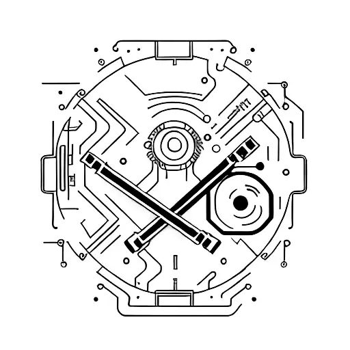 A circuit board shaped like a lightsaber hilt tattoo design idea