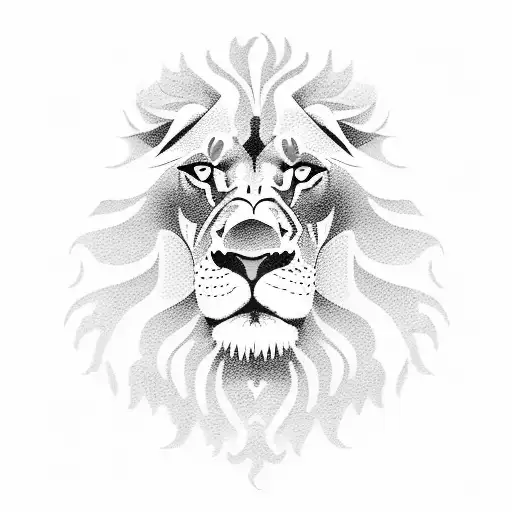 A lion holding an orange leukemia support ribbon tattoo design idea