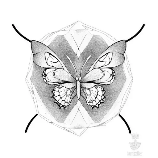 one half butterfly one half cat tattoo design idea