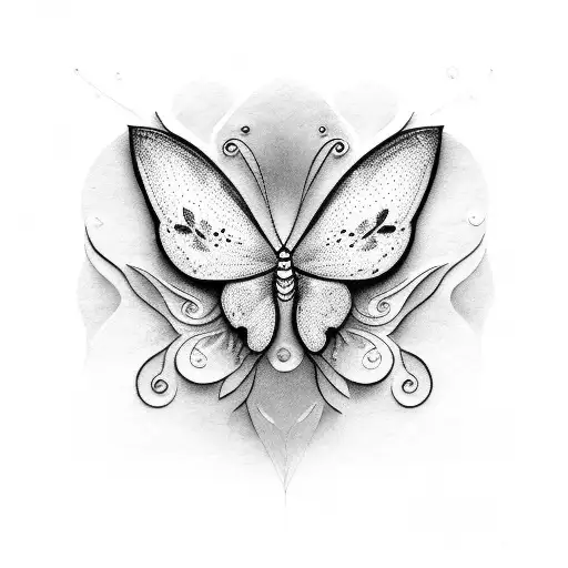 half butterfly half cat tattoo design idea