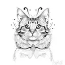 one half butterfly one half cat tattoo design idea