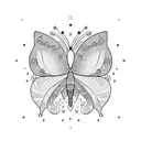 one half butterfly one half cat tattoo design idea