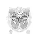 one half butterfly one half cat tattoo design idea