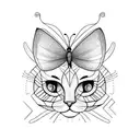 one half butterfly one half cat tattoo design idea