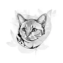 one side butterfly one side cat tattoo design idea