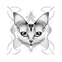 one side butterfly one side cat tattoo design idea