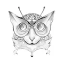 half butterfly half cat tattoo design idea