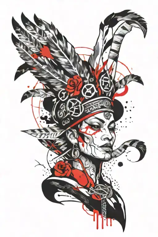 shaman performing a ritual symbols natur sleeve tattoo tattoo design idea