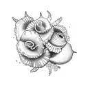 shells and flowers sleeve tattoo design idea