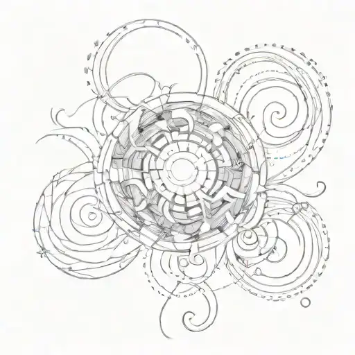 Combine sketchy line work with spirals to create a unique and abstract sleeve design tattoo design idea