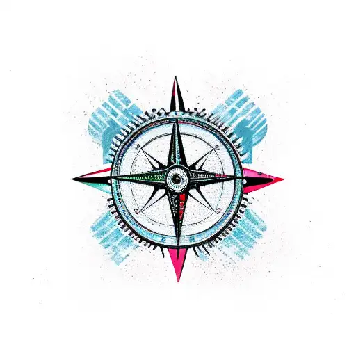 guitar with motorcycle forest compass love music fortune hope tattoo design idea