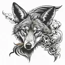 coyote smoking a cigarate  tattoo design idea